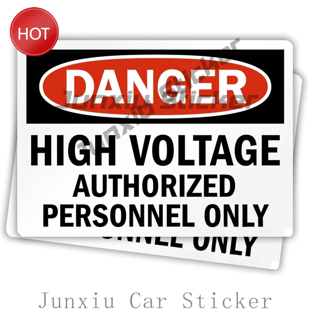 2 Pack Danger High Voltage Authorized Personnel Only Waterproof PVC Vinyl Sticker For Workplace Equipment Panels Decal