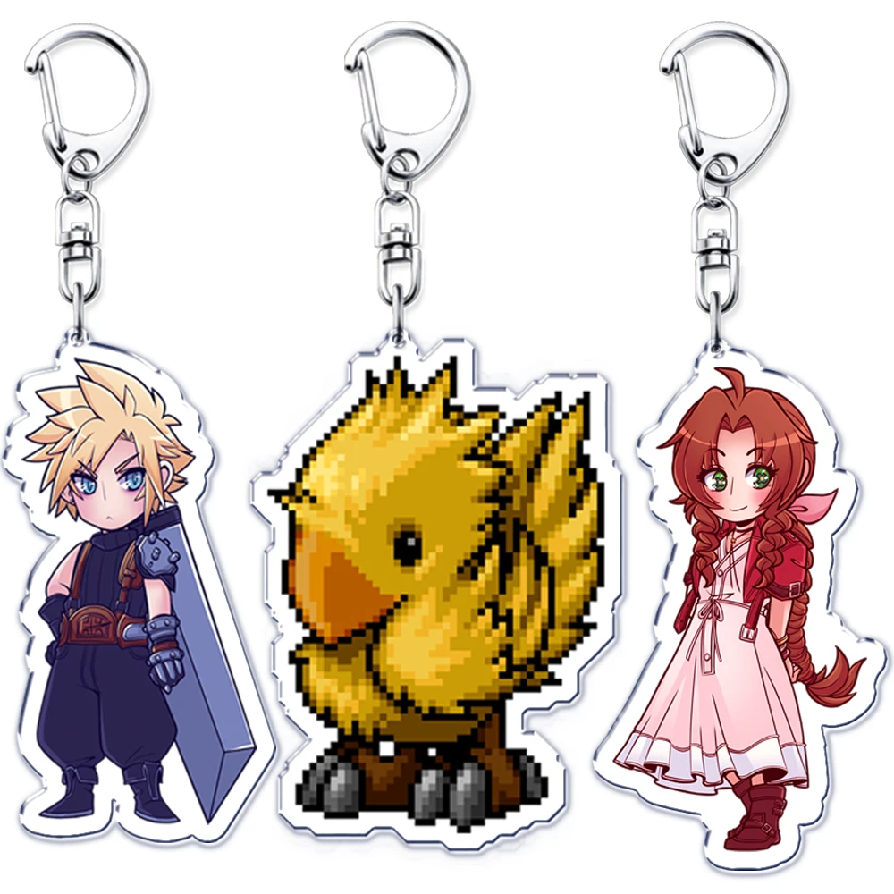 Hot Action Game Keychains for Accessories Bag Key Chain Ring Cloud Strife Ffvii Tifa Sephiroth Jewelry Gamer Fans Gifts Keyrings