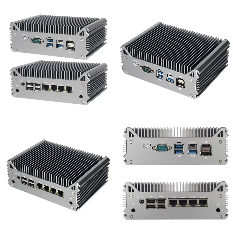 Multi-LAN Soft Router IPC MINIBOX-B12-L4 N95/J4125 4xRJ45 Fanless Industrial Mini PC for Network Security & Firewall