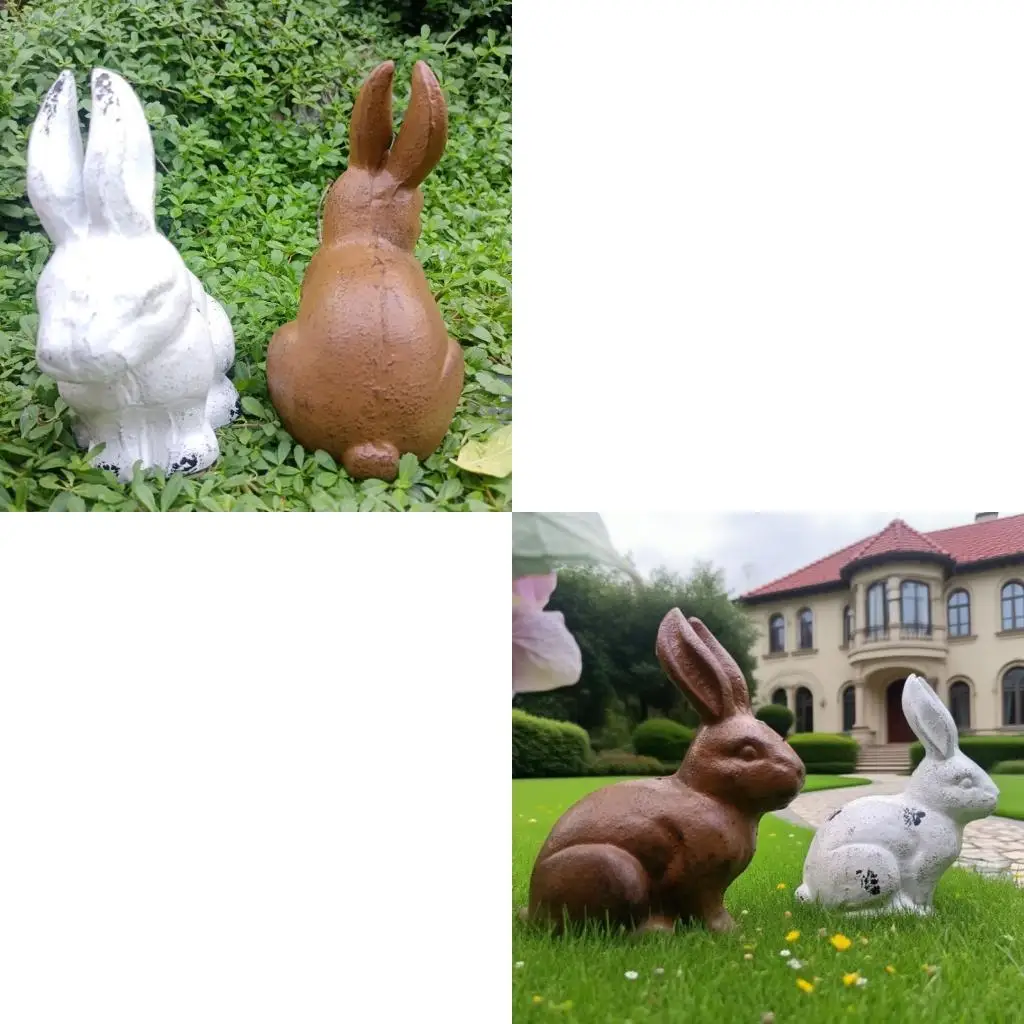 

Metal Rabbit Statue Decorative Outdoor Art for Yard Balcony Landscape