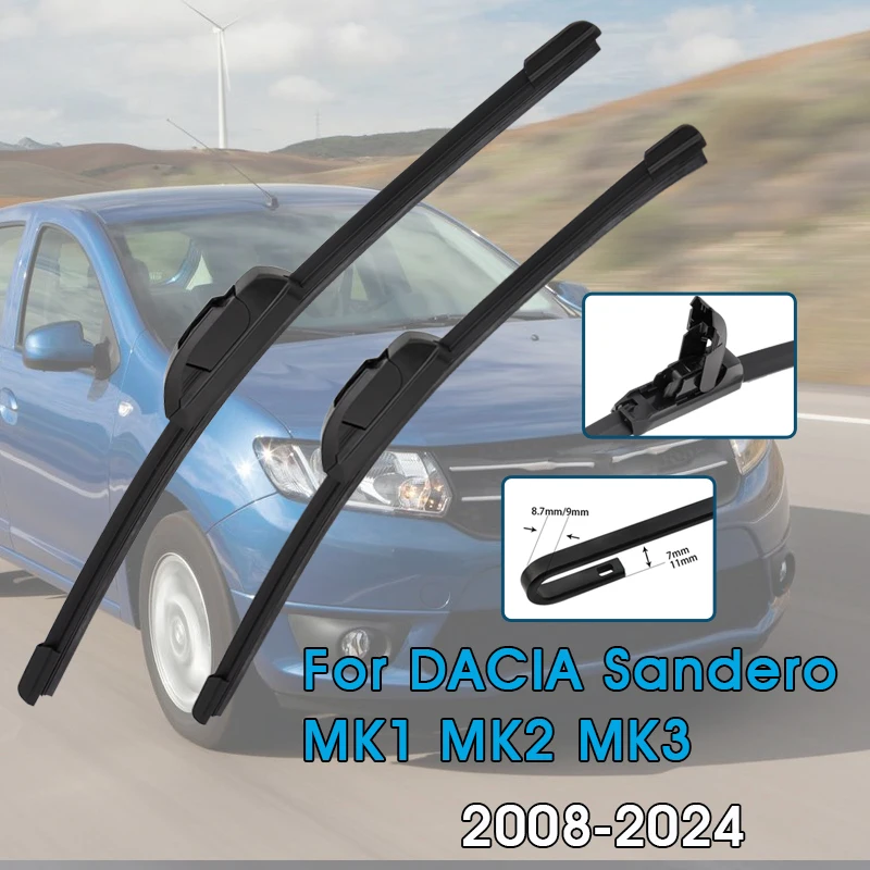 Auto Wischer Klingen Für DACIA Sandero MK1 MK2 MK3 2008-2024 Windschutzscheibe Windschutz Frontscheibe Klingen Auto Zubehör
