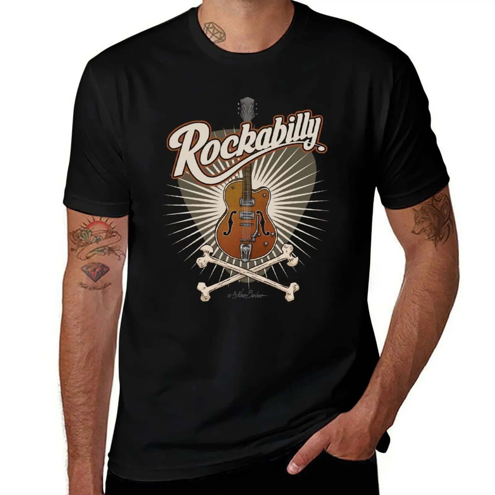 

Rockabilly Guitar T-Shirt funny shirt cotton hippie clothes Louboutins for a boy big and tall t shirts for men