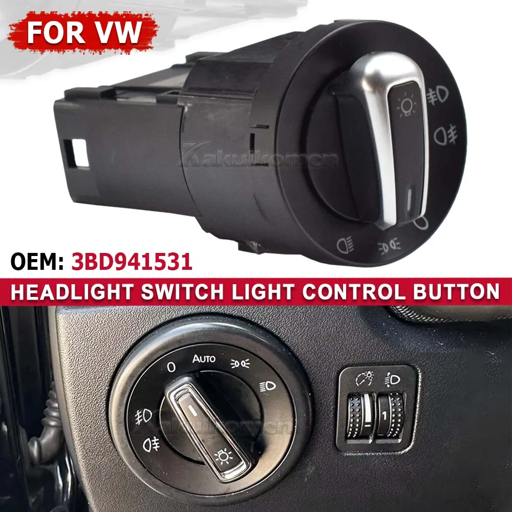 3BD941531 3BD 941 531 A For VW Golf MK4 Jetta 4 Bora For Passat B5 Chrome Headlight Switch Fog Head Light Lamp Knob Button