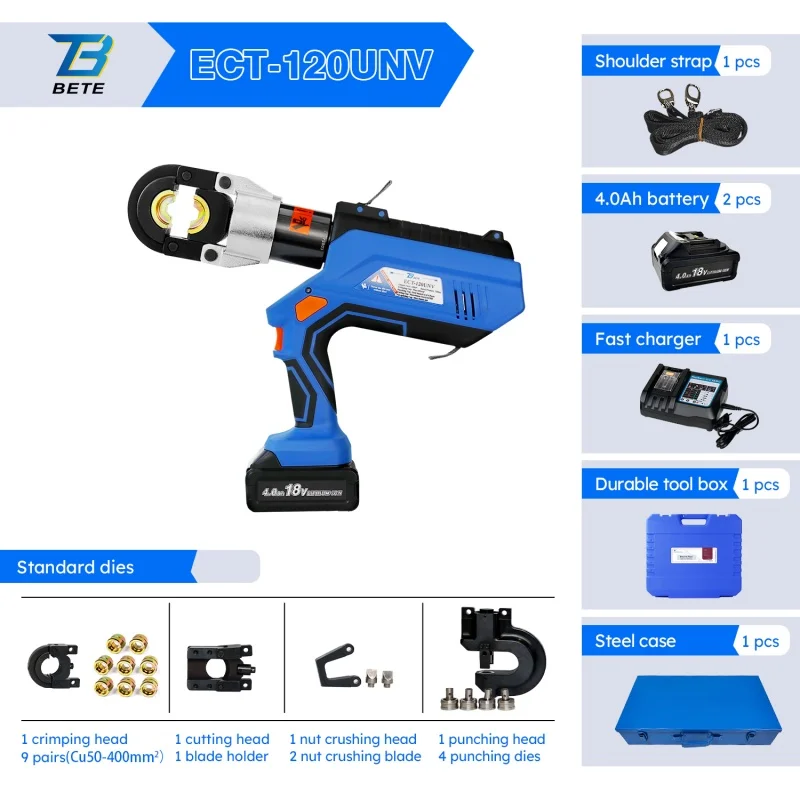 -120UNV 4 In 1  Powered Tool 12T Hydraulic Crimping Cutting Punching 400mm2
