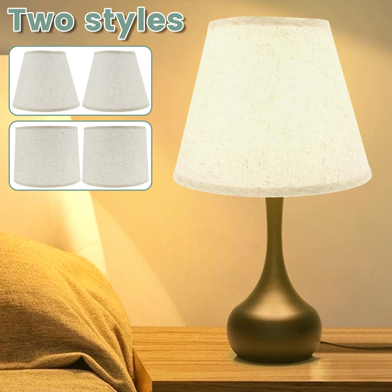 

2Pcs Table Lamp Shade Linen Fabric Lampshade With Spider Fitter Detachable Barrel Shape Lamp Shade for Home Living Room Bedroom