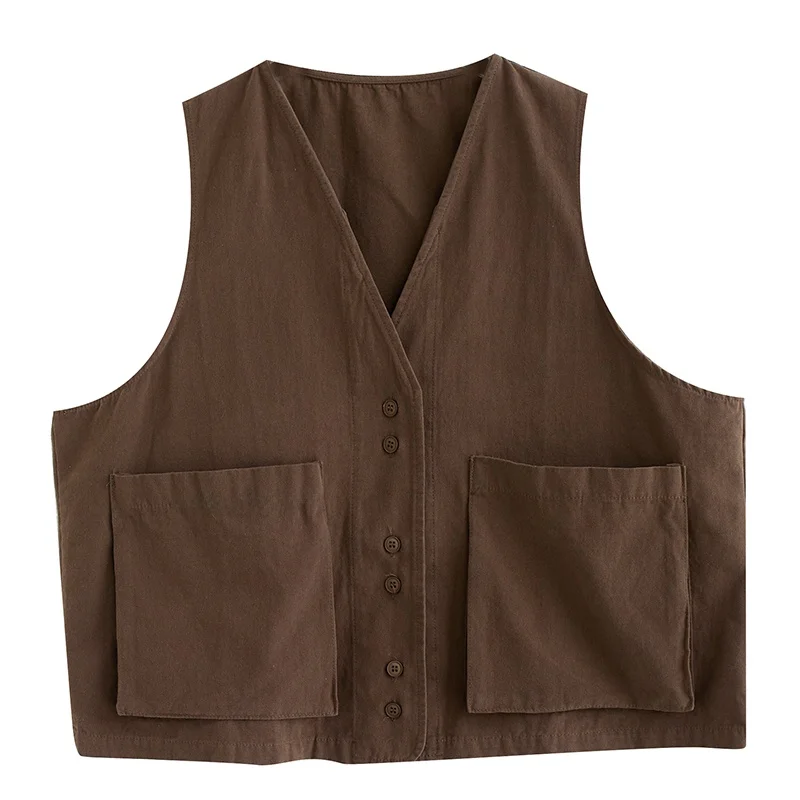 Gilet da lavoro in cotone taglie forti Donna Estate Allentato Casual Grande ket Svel Gilet versatile casual Cardigan aperto