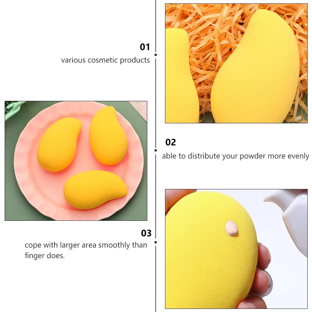 مجموعة إسفنجة مكياج مكونة من 3 قطع من إسفنجة مكياج ناعمة ومتينة لمزج كريم الأساس وإسفنجة الوجه