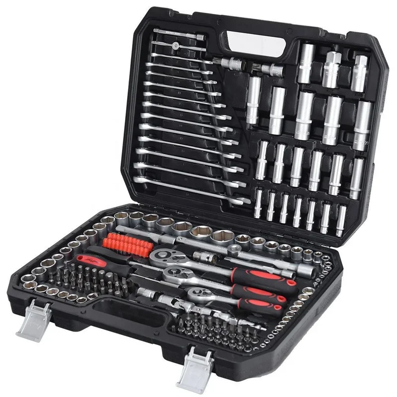 215PCS universal car mechanic ratchet drive Socket Wrench Sets tool for workshop