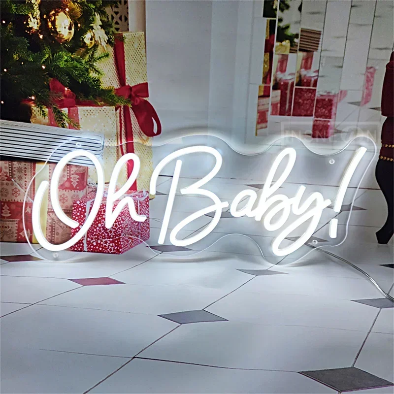 Imagem -05 - Led Neon Sign For Birthday Party Decor oh Baby Casamento Luz Casa Quarto Decoração de Parede Pendurada Presentes Noite 5v Usb