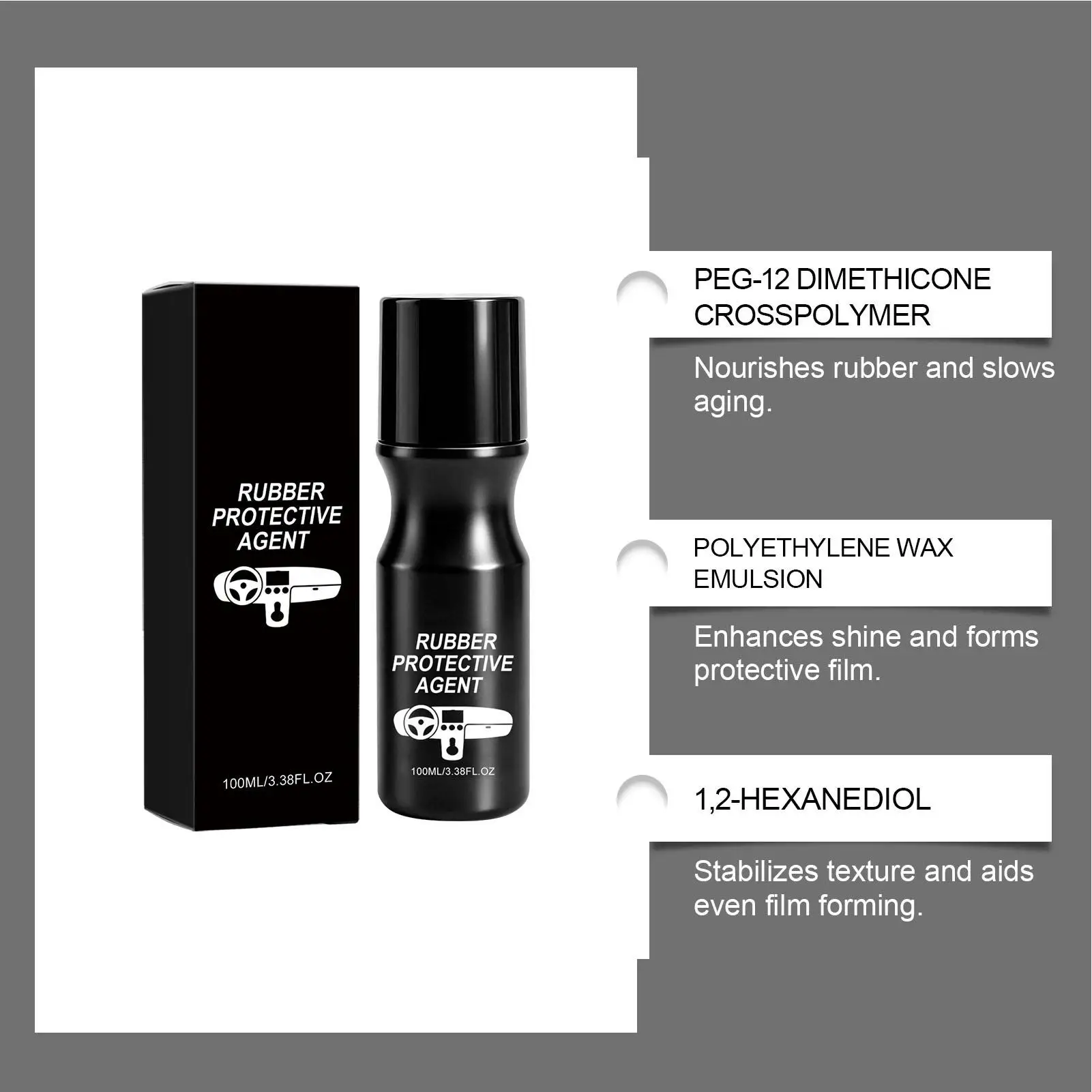 100ml Car Rubber Strip Repair Liquid, Ceramic Spray Coating Protectant, Restore Auto Weather Strips & Trim Cleaning care agents