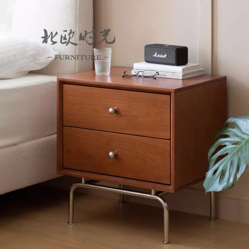 

Nordic solid wood bedside table, bedroom locker, retro small chest of drawers, modern simple bedside table, sofa side cabinet