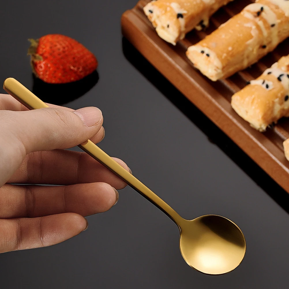 

6 Pcs Spoon Stainless Steel Long Coffee Spoons H Teaspoon Scoop Mixing Ice Cream Household Practical