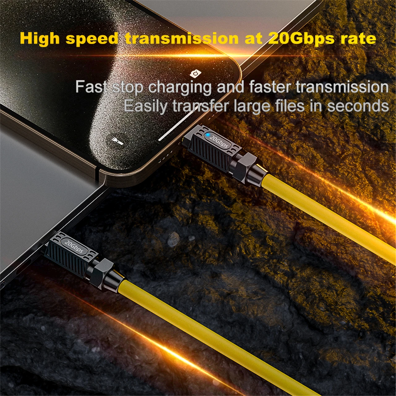 8K@60Hz PD140W Splicing Fast Charging Data Cable 20Gbps USB C to C Spring Cable Type C Scalable Extender Cord for Macbook iPhone