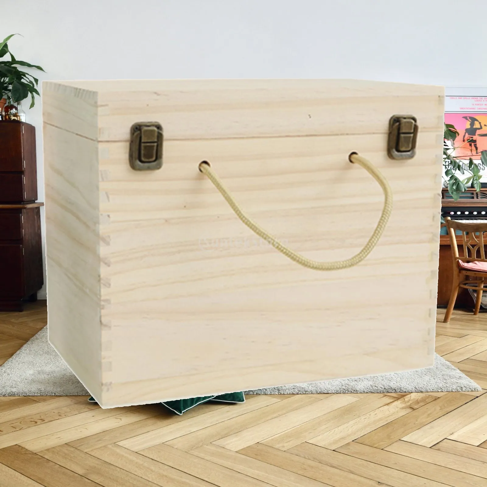 Wooden Wine Bottle Holder Storage Box with Lid Latch Durable Wine Crate for Wine Champagne Beer Accessory Organization