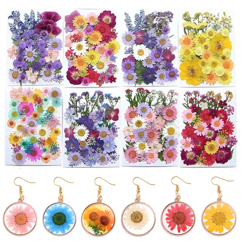 Getrocknete Blumen echte natürliche Pflanze gepresste Blume für Epoxidharz füllung DIY leere Anhänger Tablett Lünette Charms Schmuck machen Handwerk