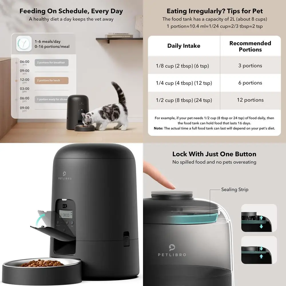 

Автоматическая кормушка для кошек, дозатор корма для кошек на батарейках, 180-дневный срок службы батареи, кормушка для кошек и собак с воздушным временем, 2 л Au