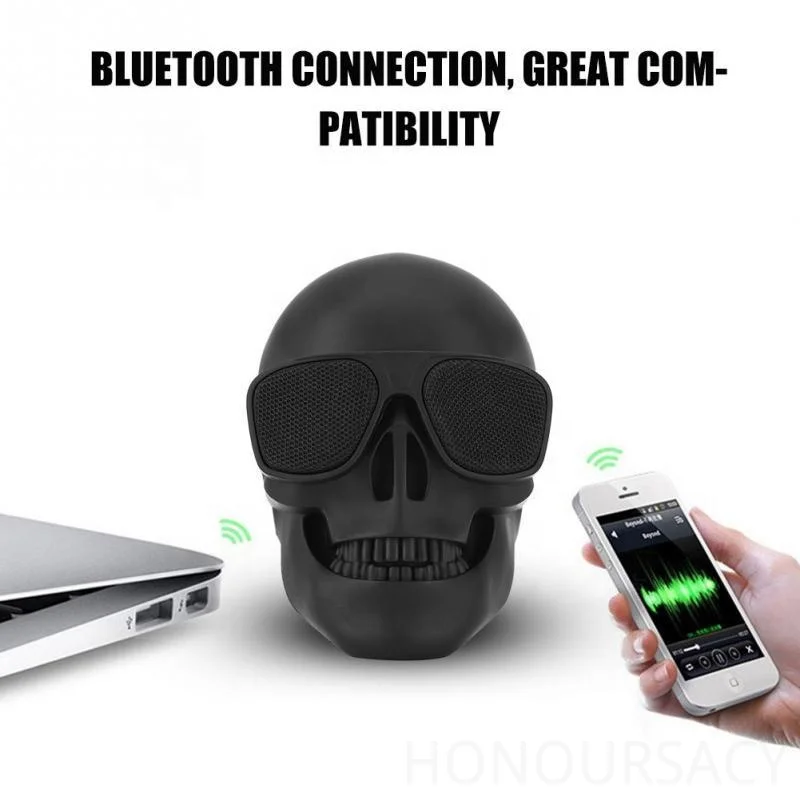 

Little Skull Shape HIFI Stereo Wireless Bluetooth Speaker Portable Mini-Skull Subwoofer Cartoon Bones Ghost Head Music Player