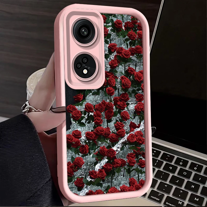 Luxury Rose Flower Silicone Phone Case On For Oppo Reno8T Reno 8T 4G 5G Reno8 T Camera Protetive Back Cover