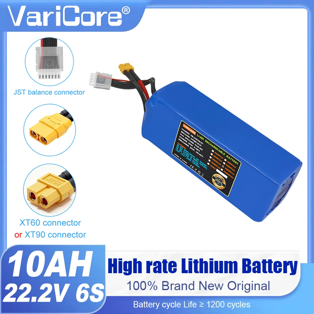 

Литиевая аккумуляторная батарея VariCore 22,2 В, 6S, 10000 мАч, 30C, 60C, высокий разряд с вилкой XT60 X90, подходит для дронов