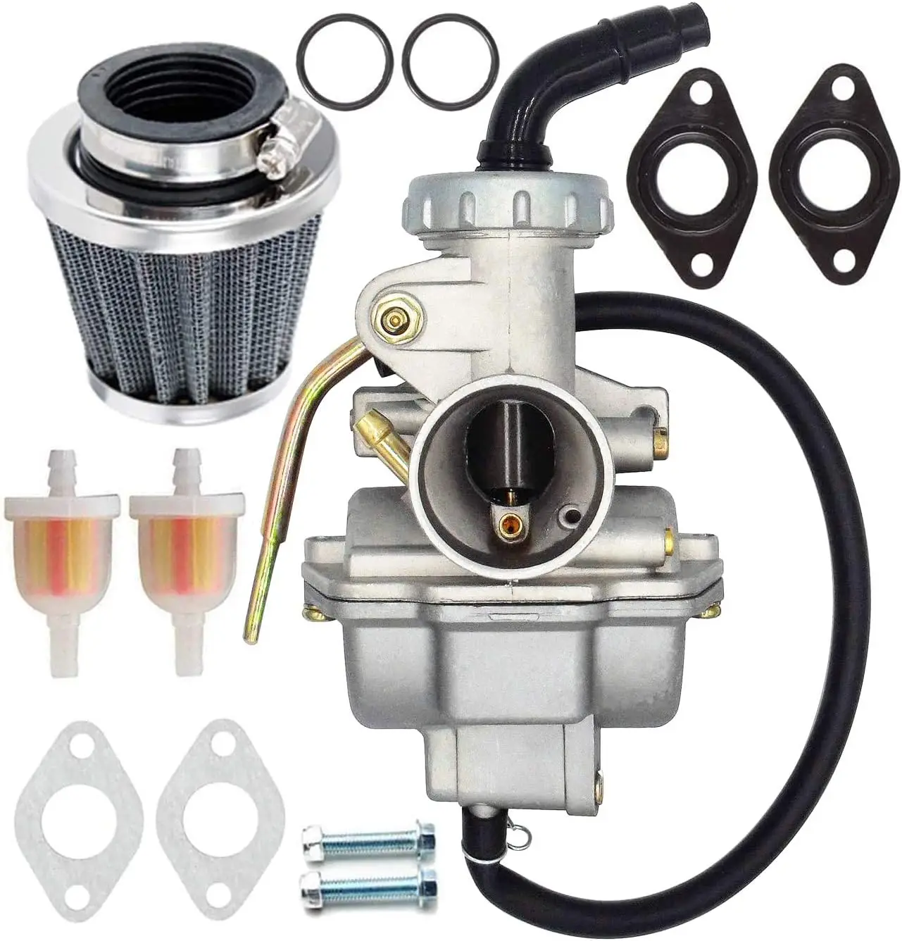 PZ20 Carburetor Kit for Kazuma Baja 50-125cc TaoTao 110B (Honda CRF50F/XR50R, 4-Stroke, Air+Fuel Filter+Gasket, Direct Fit)