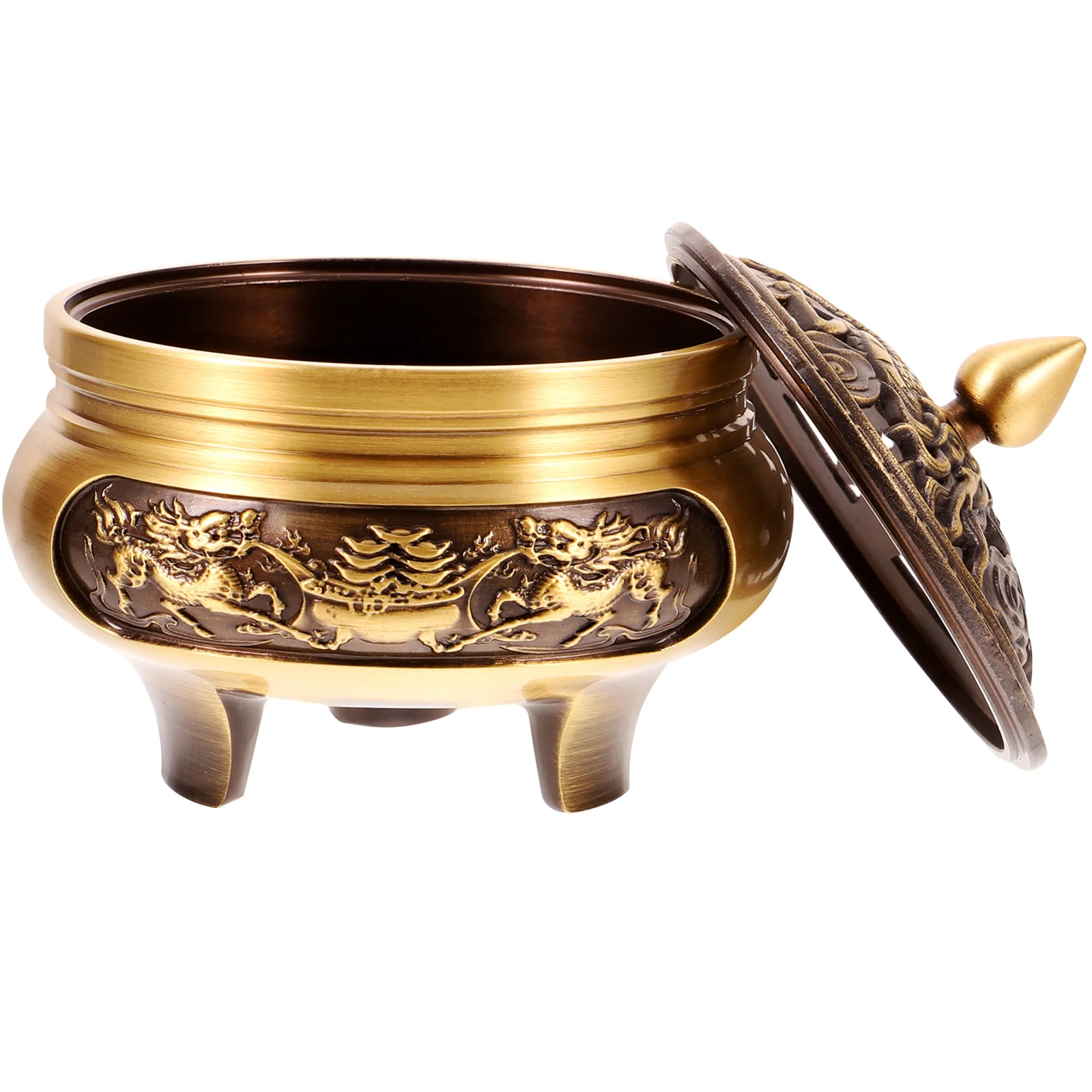 

Vintage Brass Censer Incense Burner Holder Kylin Design Metal Aroma Burner For Home Office Meditation Room Small Chinese Style
