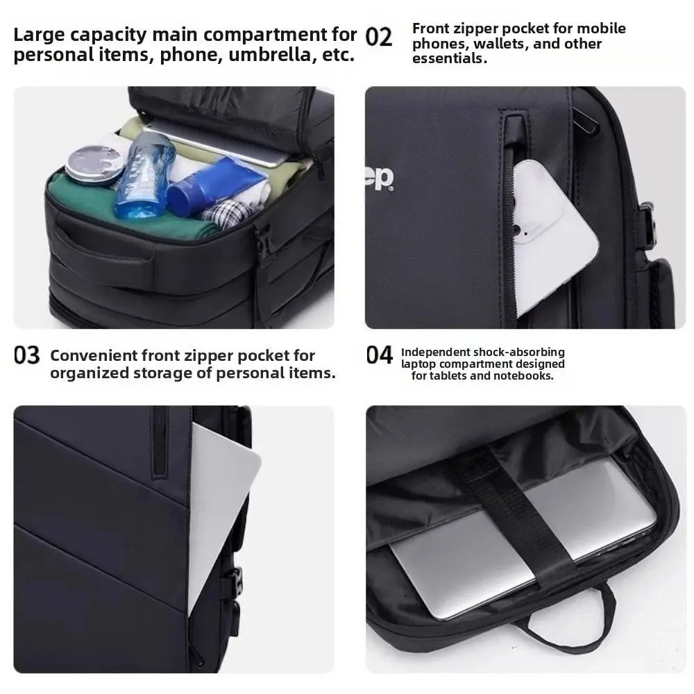 Large Capacity Business Laptop Backpack with USB Port Expandable Men Travel Backpacks Waterproof Multi Pocket Computer Bag