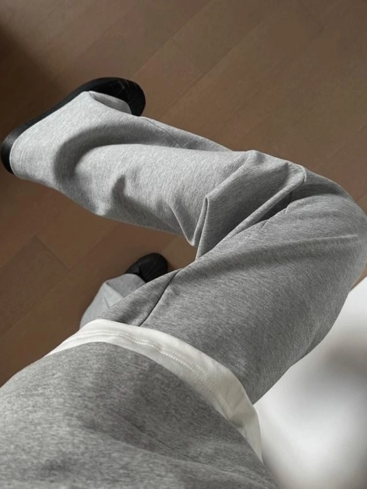 American Style Cleanfit Slightly Flared Sweatpants Men Spring Fall Loose Vertical Drape Straight Bottoms