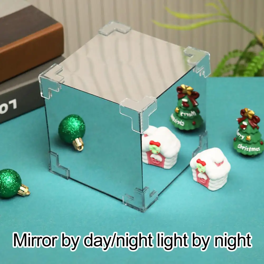 Christmas Snow Scene Night Light USB Powered DIY Xmas Night Light Santa Claus Snowman Snowscape Mirror Cube Lamp Gift Home Decor