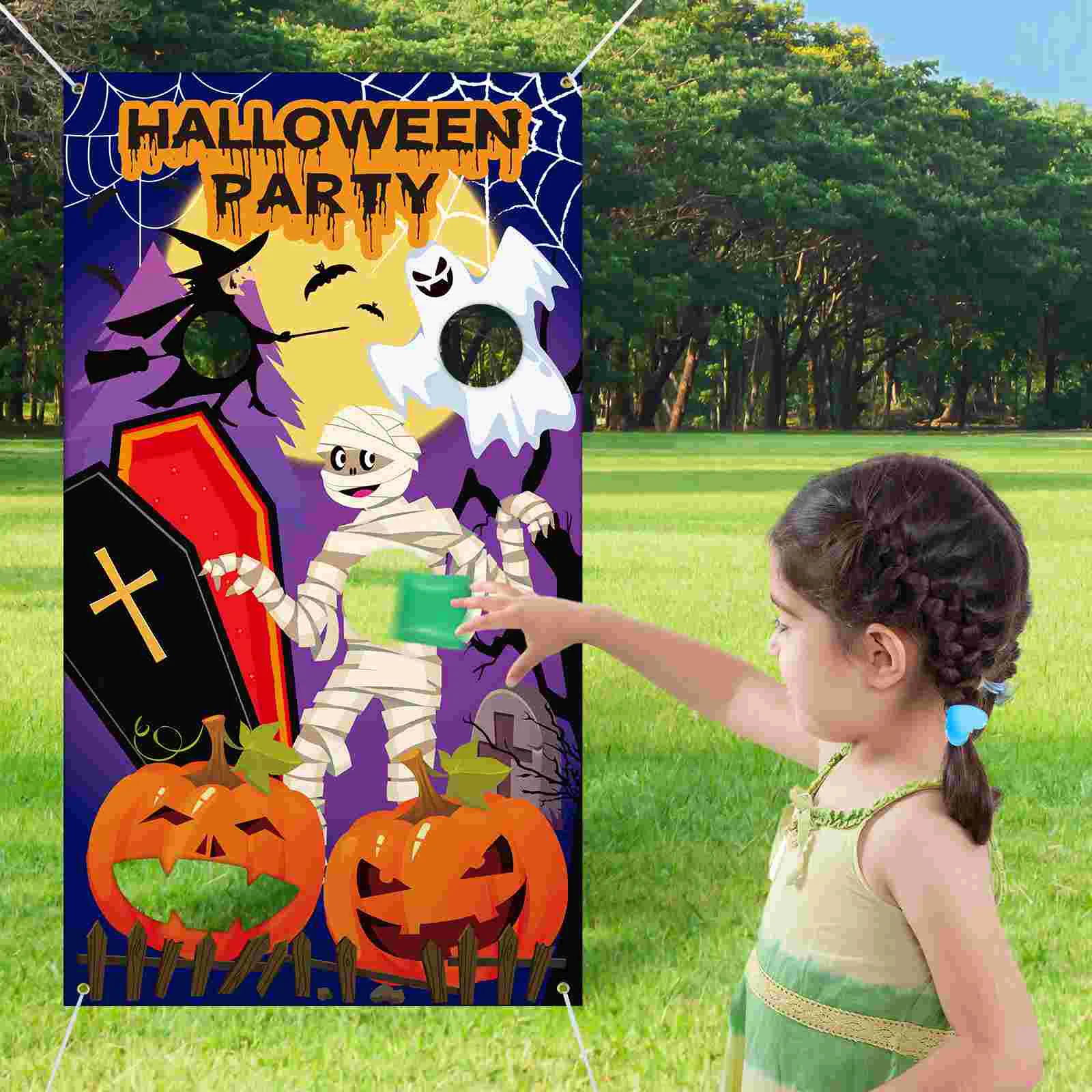 

Halloween Inflatable Ring Toss Game Spider Outdoor Games for The Banner Bean Bag