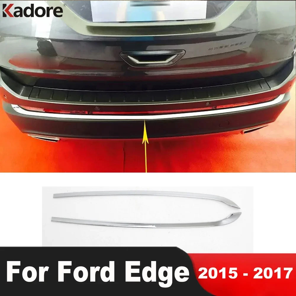 Rear Bottom Bumper Cover Trim For Ford Edge 2015 2016 2017 Chrome Car Tailgate Door Molding Garnish Strip Exterior Accessories