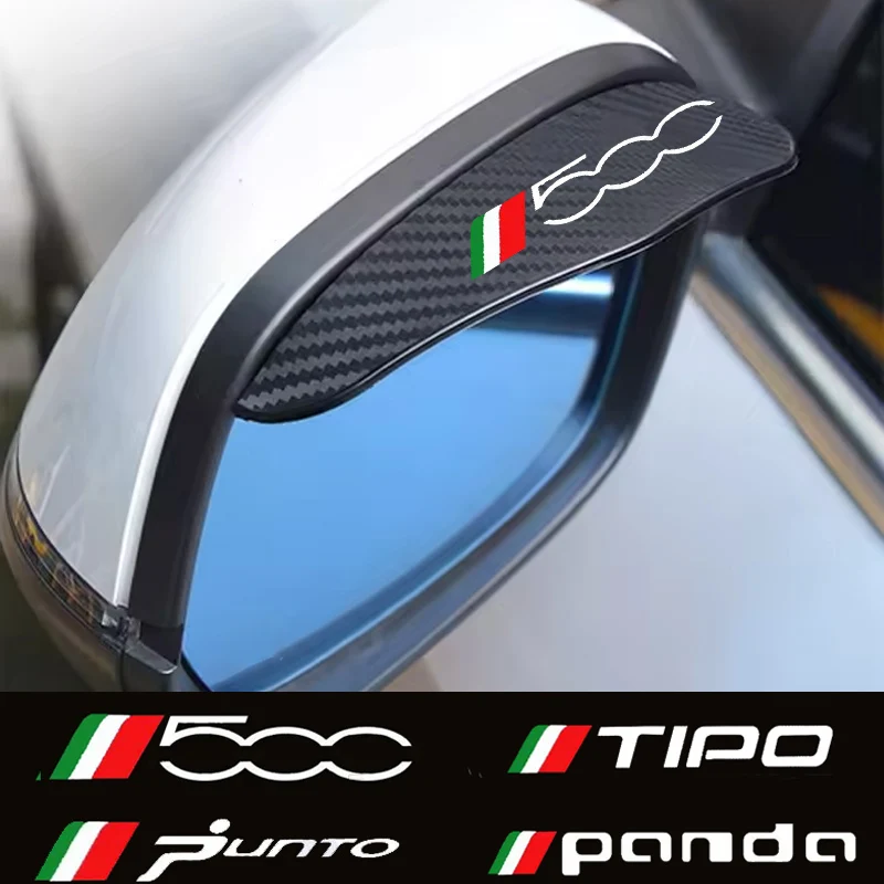 2Pcs Car Rearview Mirror Sticker For Fiat Abarth 500 500X 500e Punto Bravo Argo Tipo Panda Accessories