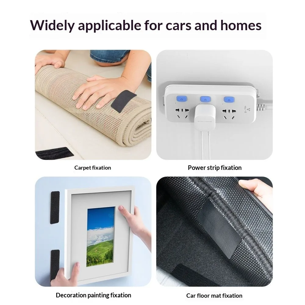 50/100pcs Black Self-Adhesive Hook and Loop Tape, Removable and Reusable, Suitable for Furniture, Office Sofas, and Sewing