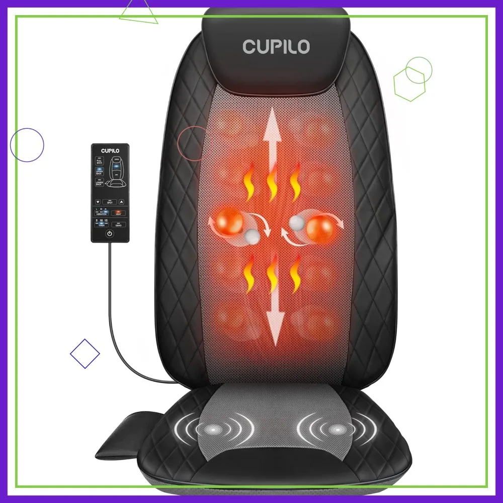 

Deep Tissue Shiatsu Back Massager with Heat, Inflatable Flap Chair Pad for Pain Relief, Gift for Men Dad