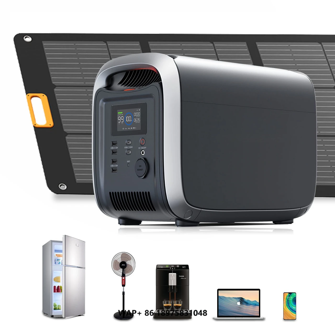 

High Capacity Camping Outdoor Portable Solar Generator Power Station 1200W with LiFePO4 Battery