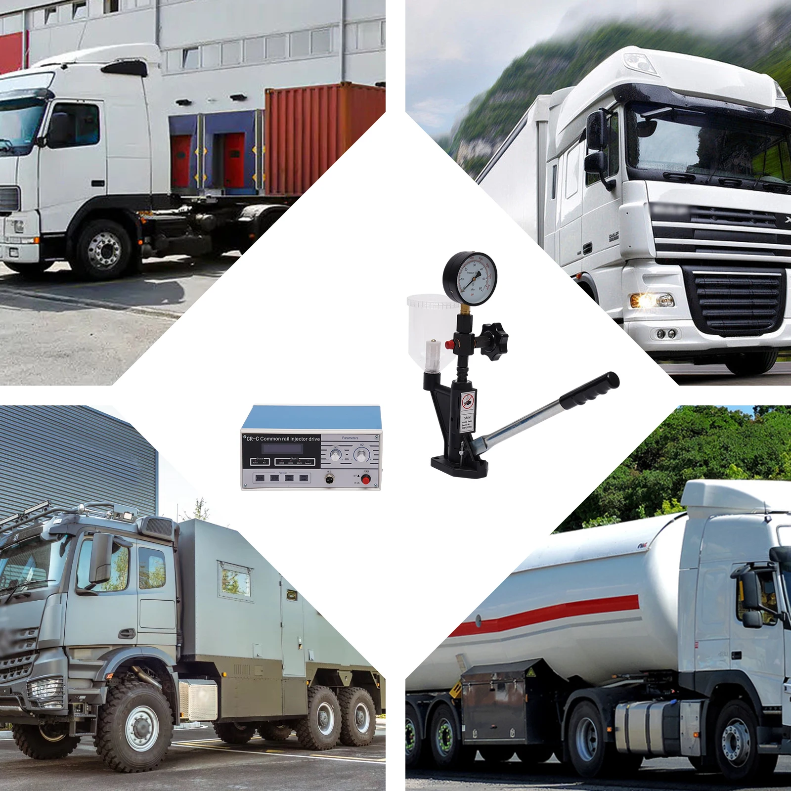 Common Rail Injector Tester Kit + S60h Fuel Nozzle Cr-C Multifunction Diesel Injector Tester Electromagnetic Injector Testor