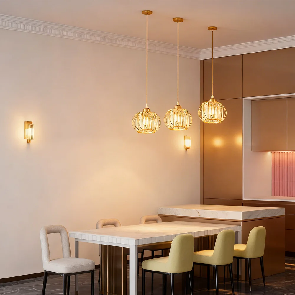 Modern Crystal Metal Pendant Ceiling Light, Hanging Living Room Lamp, Decorative Light Fixture, Crystal Chandelier Ceiling Lamp