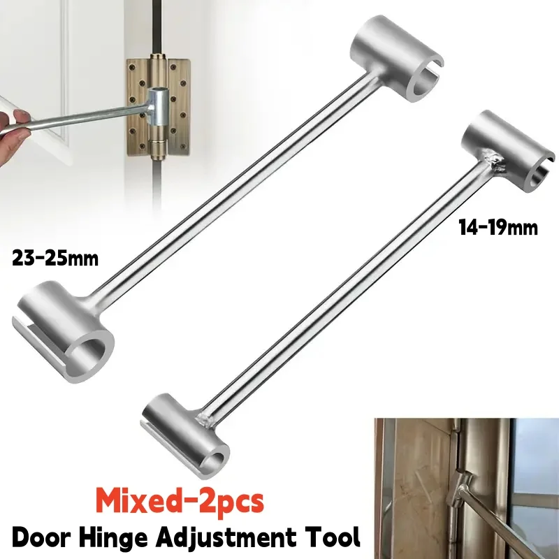 Herramienta de ajuste de bisagra de puerta Mixed-2PCS, llave de reparación de bisagra de puerta de 14-19MM/23-25MM, llave de ajuste de espacio de bisagras de puertas de perno redondo
