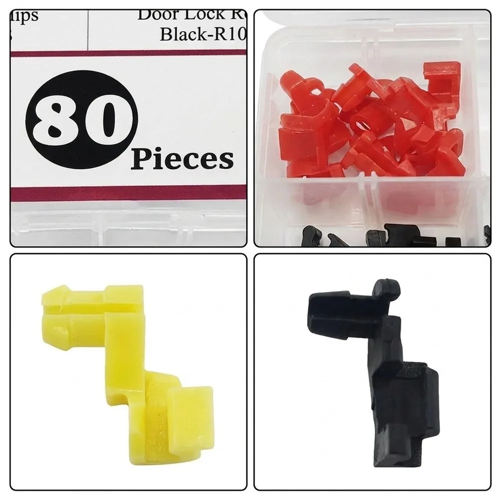 80 Piece Automotive Door Handle Clip Kit for Lock Rod Securing Multiple Makes Models with High Density PP Material Build