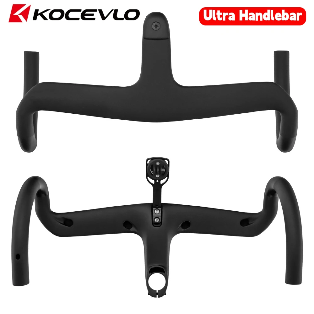 KOCEVLO Road AERO Carbonfaser-Lenker, integrierter Lenker für 28,6-mm-Gabel mit Abstandshaltern, interne Kabelführung, Rennrad-Vorbau