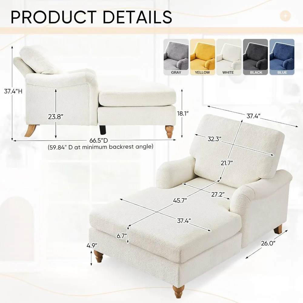 Adjustable Backrest Modern Upholstered Chenille Sofa Recliner Sleeper Chair Bed Rolled Arm Leisure Furniture