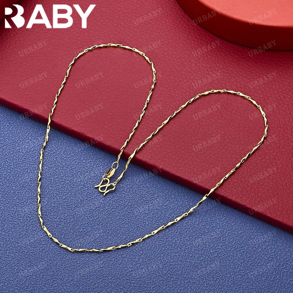 

URBABY 925 Sterling Silver Thin Chain Necklace For Men Charm Trend Birthday Gifts Fashion Party Fine Jewelry
