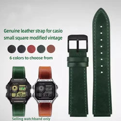 Retro Genuine Leather Watchband for Casio A158W A168 / F91w / AE-1200WHD/A158/A159/A169/AE1200 Vintage Watch Bracelet Strap