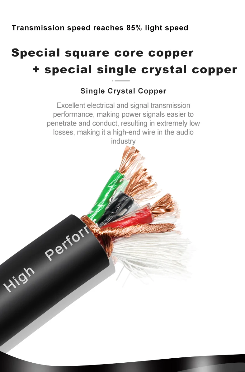 High-End-Wechselstrom leitung xssh Hifi Audio Grade Ø 17mm 5n ofc Rein kupfer geflecht folie doppelt abgeschirmtes Stromkabel – Detail 4