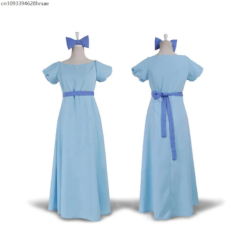 

Peter Cosplay Pan Women Princess Wendy Fairy Costume Blue Medieval Halloween Dress