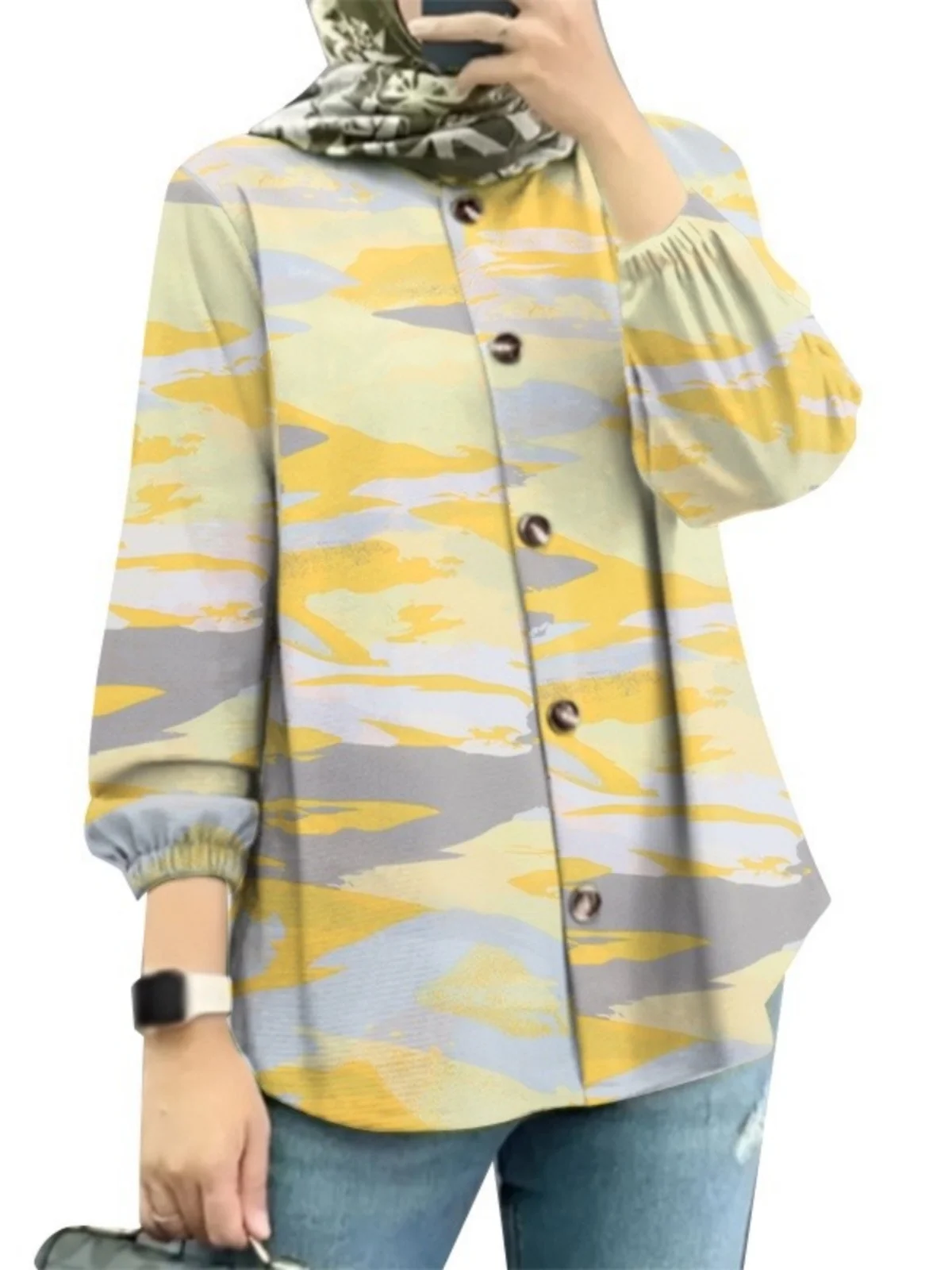 

Женский модный женский Irt Bubble Sve с цветочным принтом, новинка 2025 года, трансграничный Ближний Восток, малайзийский традиционный костюм, сценический костюм