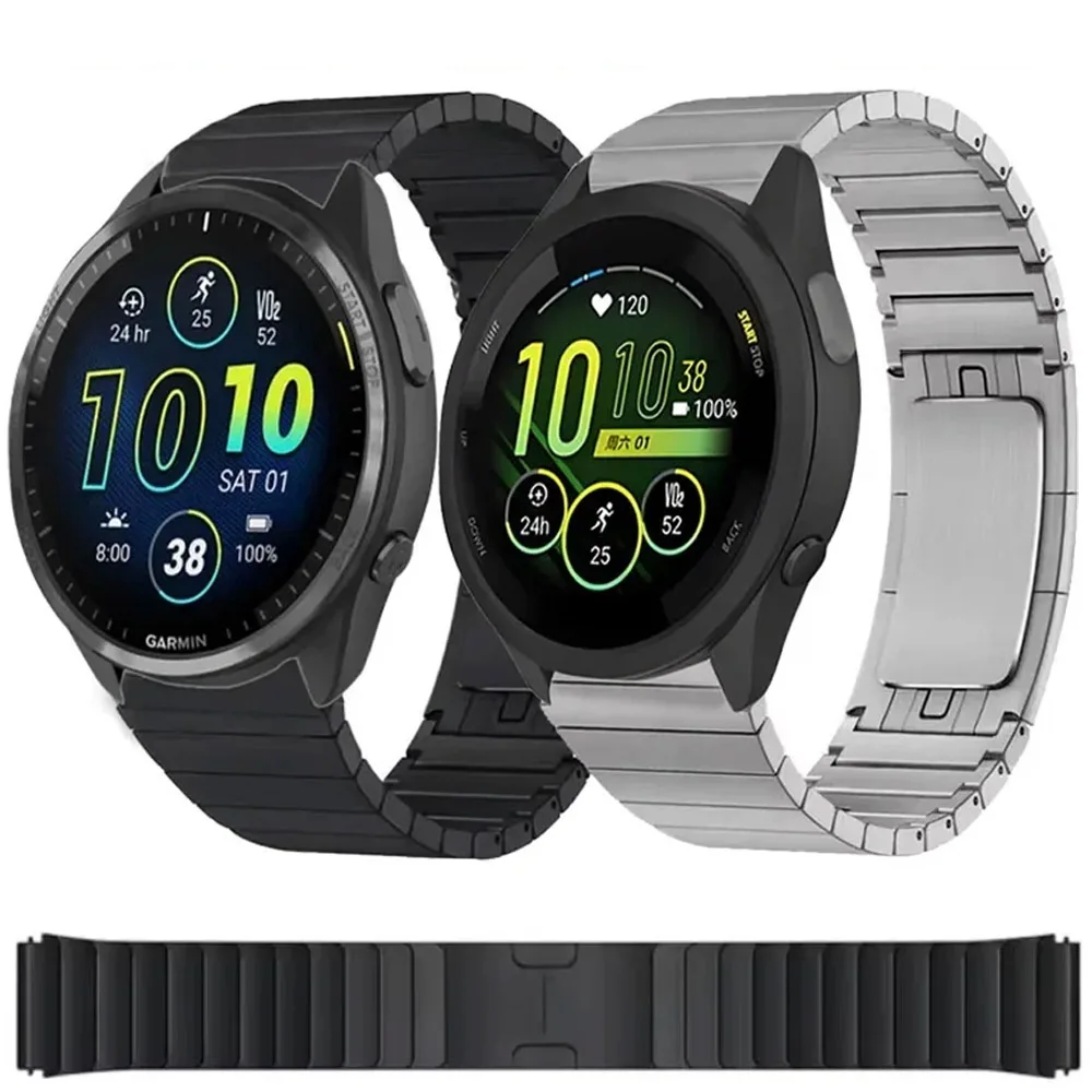 

Роскошный металлический ремешок из нержавеющей стали 22 мм для Garmin Forerunner 970, 965, 955, 265, 255, 570 Music, удобный браслет для Garmin Venu 3/2