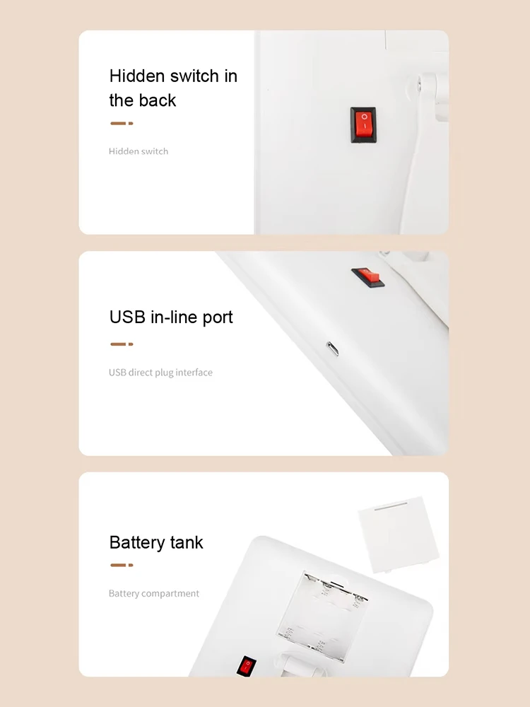 Espelho de maquiagem vaidade com luzes espelho cosmético interruptor toque portátil carga usb ou bateria dobrável suporte viagem portátil