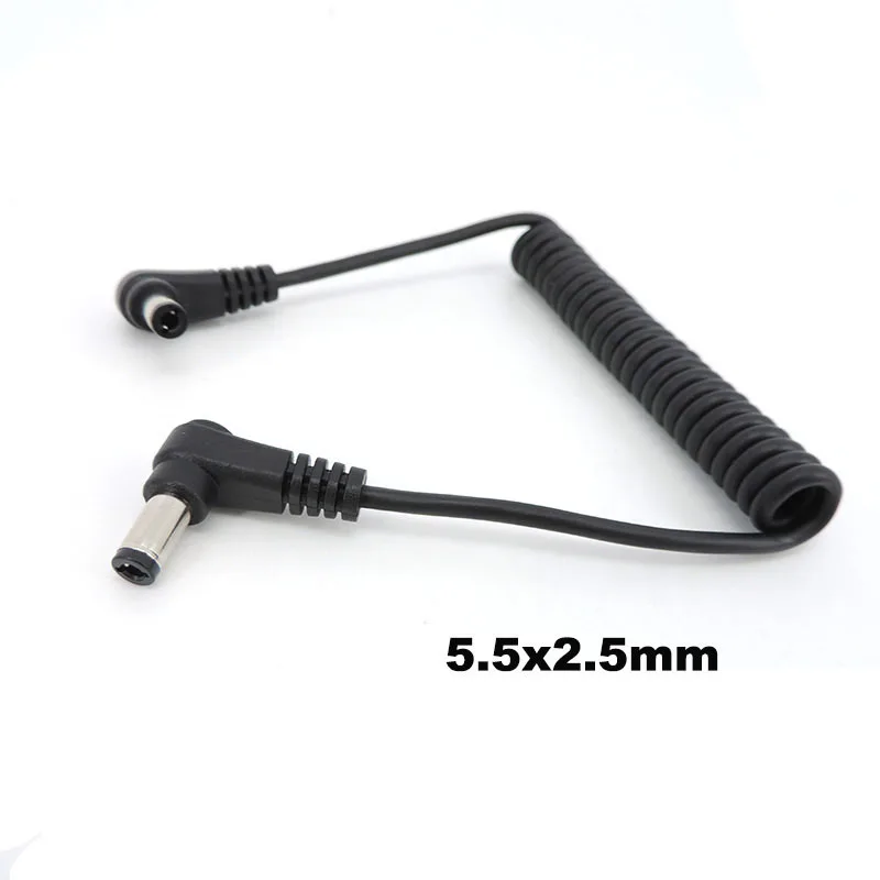 1m DC male to male right Angel Spring Cable connector 5.5mm x 2.1mm straight Plug Power charger 5.5 x 2.5 2.1 mm Extension Cord