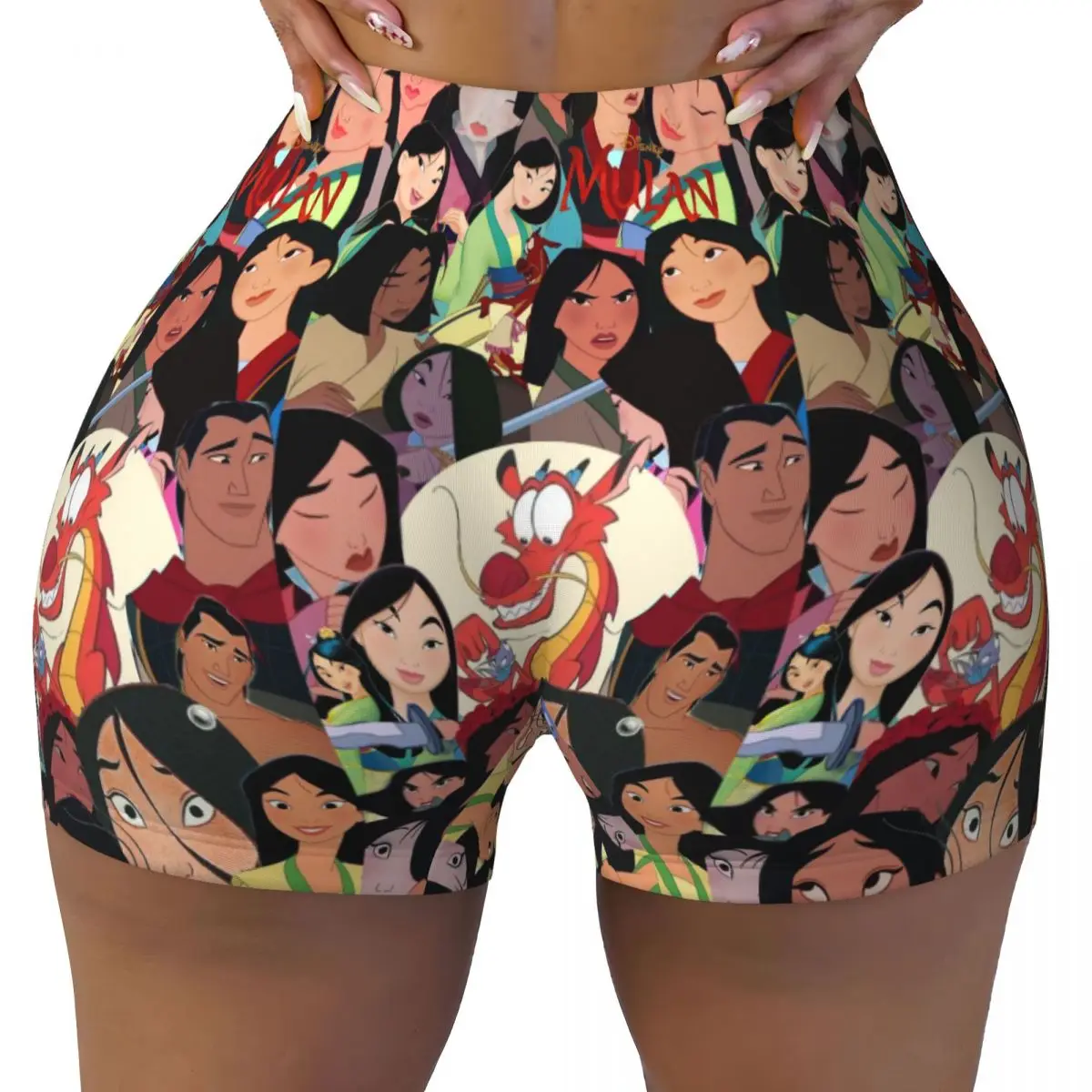 

Custom Women's Mulan Princess Workout Yoga Shorts Gym Athletic Volleyball Biker Shorts