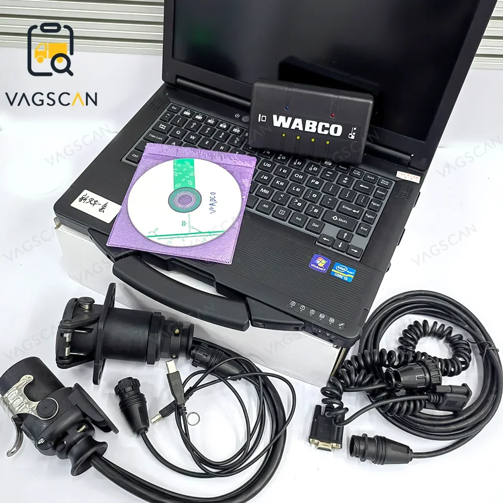 For WABCO WDI Diagnostic KIT Trailer and Truck Diagnostic System Interface Top Quality Heavy Duty Scanner CF53 Laptop